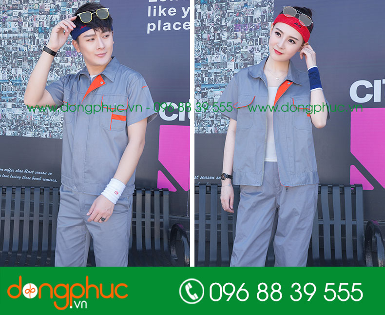 Mẫu bảo hộ màu ghi phối cam cộc tay